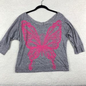 Slouchy wide neck butterfly top